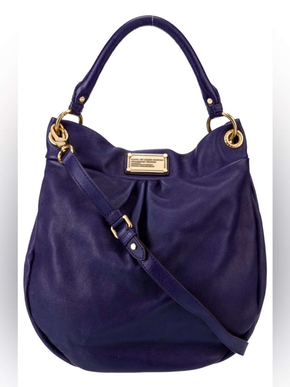 Marc by Marc Jacobs Hillier Hobo Purple & Gold Crossbody Bag Purse Dbl Strap GUC